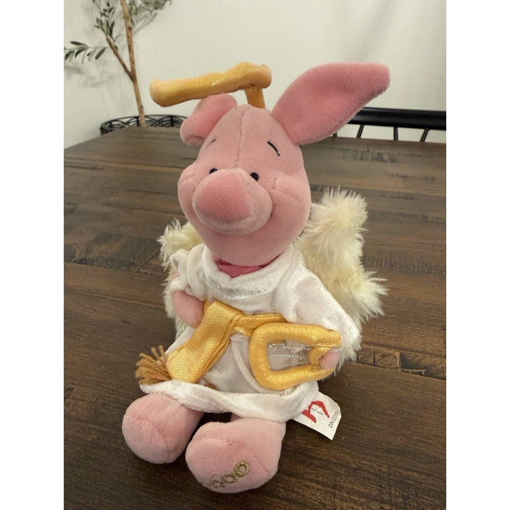 DISNEY 2000 CHOIR ANGEL PIGLET - DISNEY STORE 8" MINI BEAN BAG Plush Toy EUC